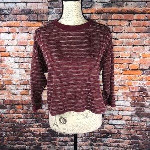 Storia dark red striped open back crop top Sz m